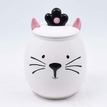 外銷出口彩繪小貓造型餅干罐 卡通動物陶瓷糖果罐 陶瓷收納罐