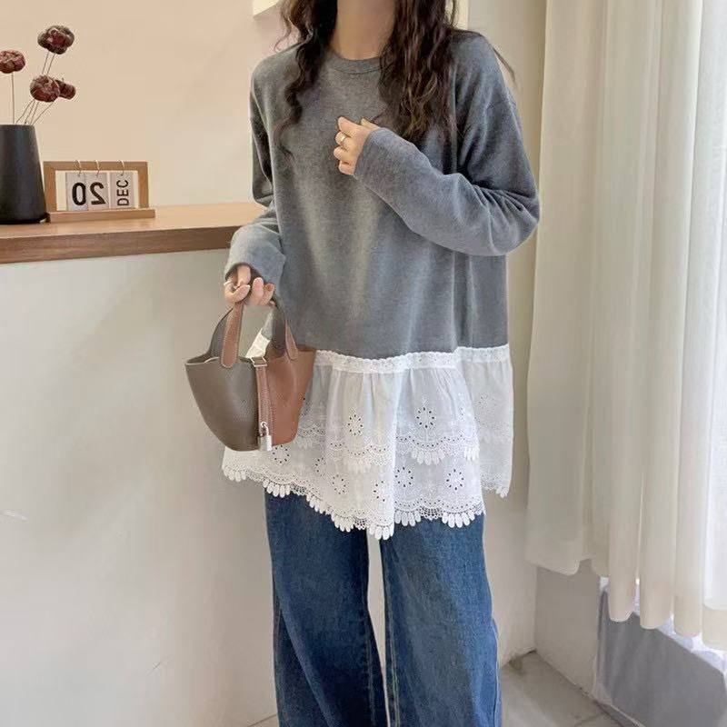95% Cotton 5% Spandex Lace-Trimmed Back Collar Base Shirt 2025 New Style Mid-Length Plus-Size Women's T-Shirt 95% Cotton 5% Spandex Lace-Trimmed Back Collar Base Shirt 2025 New Style Mid-Length Plus-Size Women's T-Shirt
