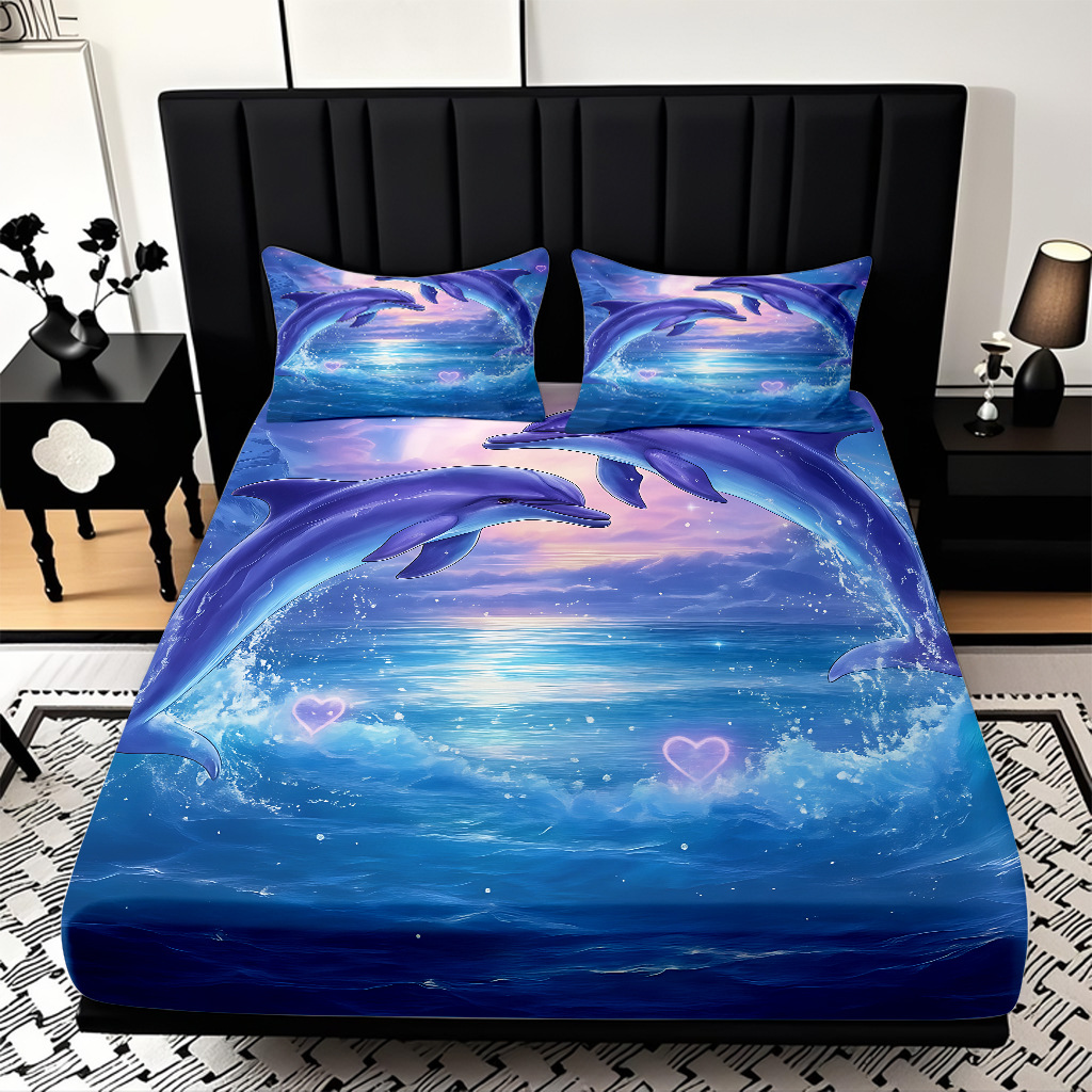 TEMU / JIT transfronterizo encantadora criatura submarina impresa digital 3D cama de cama de cama