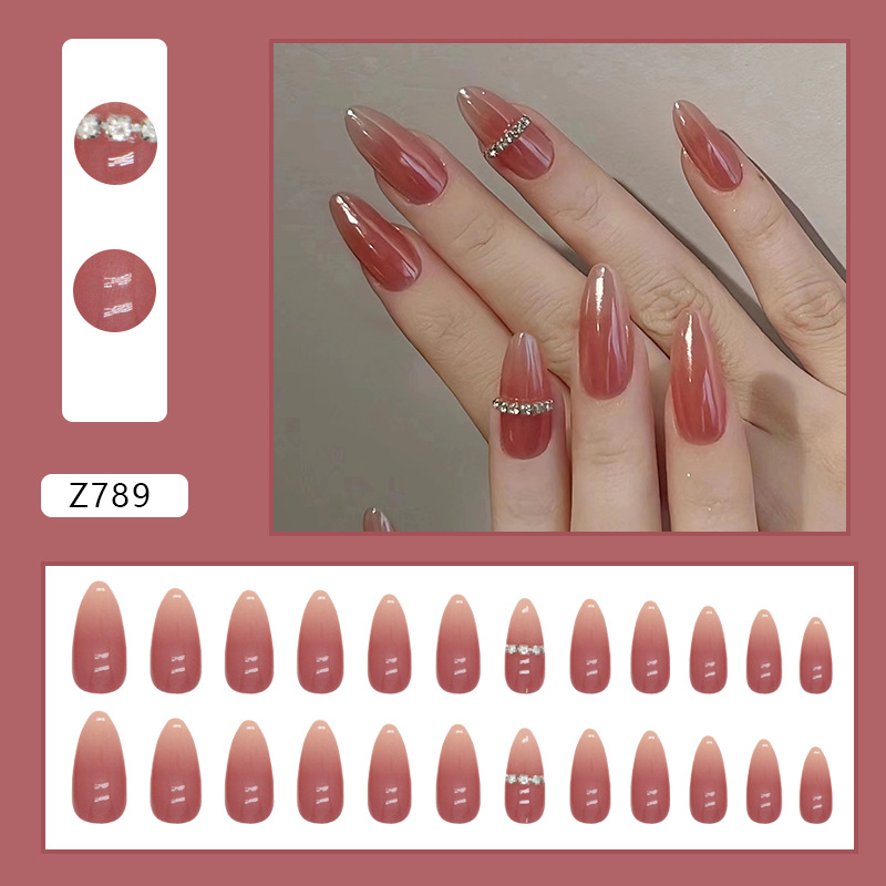 Minimalist Chain Instagram Style Pure Desire Gradual Mature Beauty Almond False Wearing Nail_voghion.com