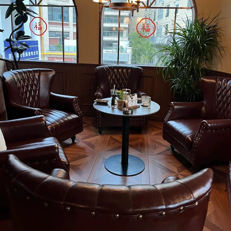 Retro Cafe Tables, Western Restaurant, Lounge Bar, Leisure Sofa, Cake Shop, Dessert Milk Tea Shop, Bar Unit Sofa