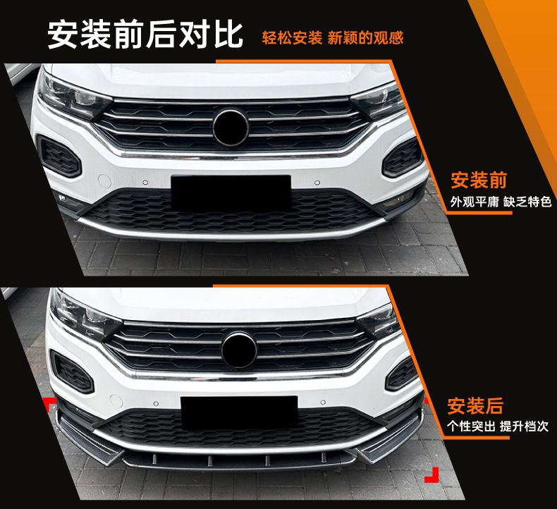 Suitable for Volkswagen T-Roc Standard Version 2018-22 Front Lip Front Spoiler Cross-Border Exterior Modification Accessories