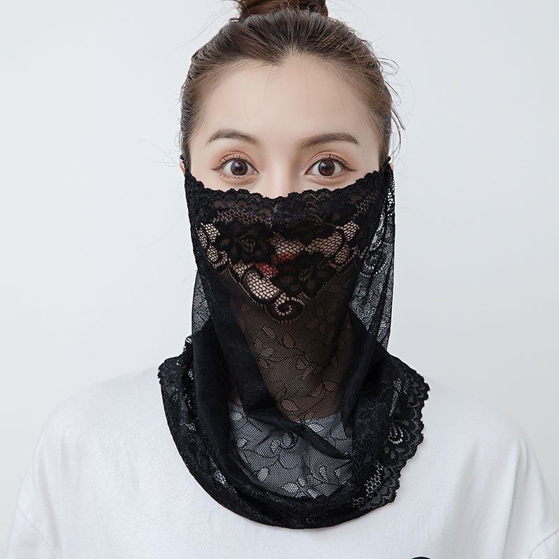 Verano, bufandas de seda frías, protección solar, velo UV, máscara solar delgada para proteger el cuello.