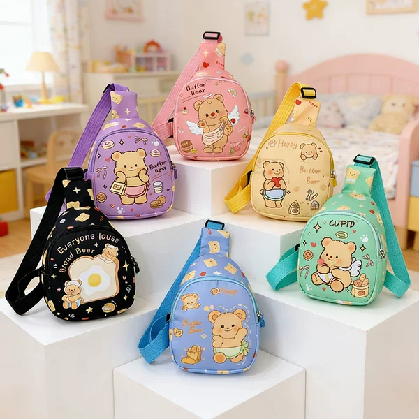 2025 New Casual Children's Bag Cartoon Butter Bear Coin Purse Girls' Storage Crossbody Anime Backpack