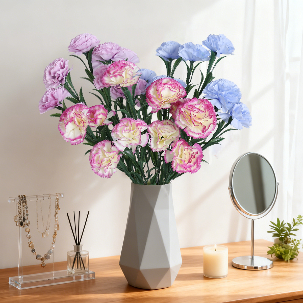 Simulación de 10 claves de flores para decorar el hogar Día de la Madre Día del Maestro Regalo de flores Decoración de la mesa