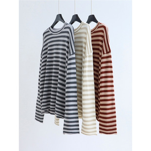 Fashionable CHIC autumn and winter wool blend loose striped sweater pullover blouse women sweater top new