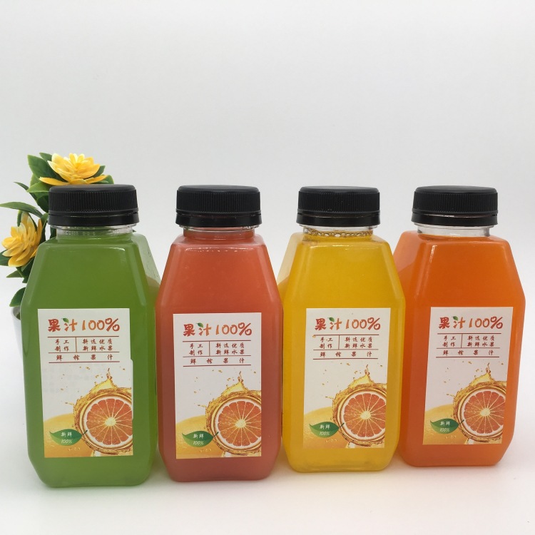 加厚280ML/350ML菱形饮料瓶一次性透明果汁瓶酵素瓶奶茶瓶密封瓶