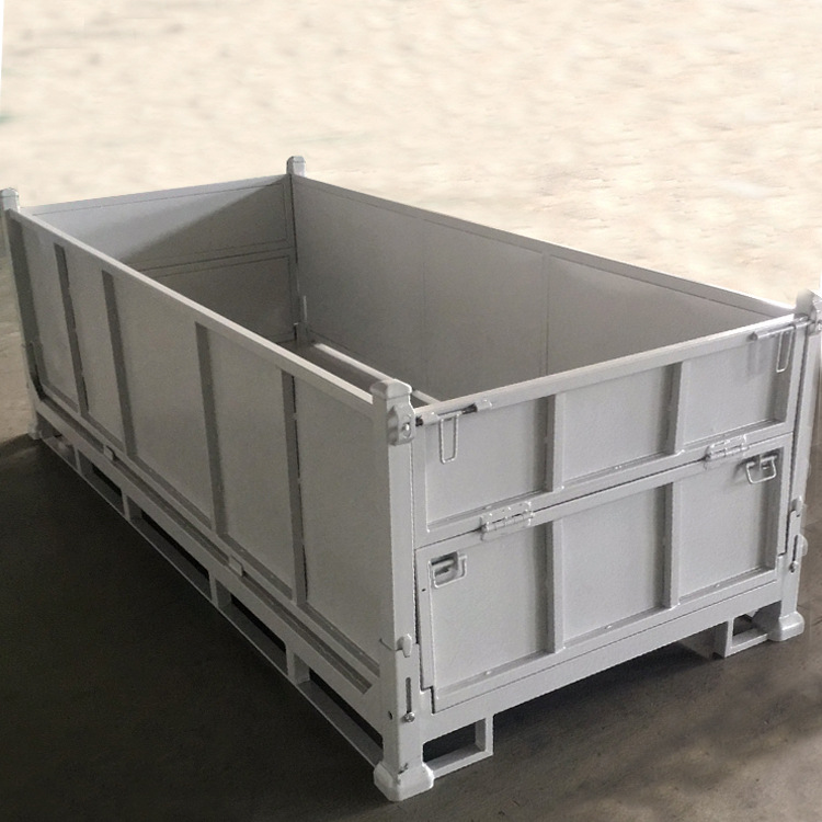 供应传动轴金属包装箱 汽车配件物流箱可堆叠折叠式铁板周转箱