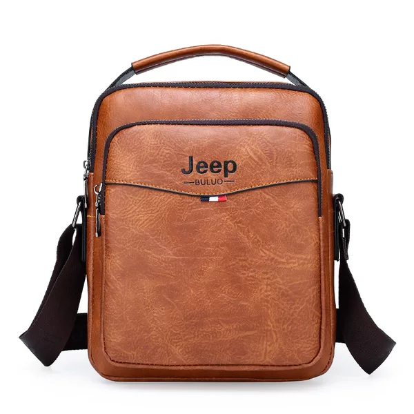 2021 new men's messenger bag fashion PU leather retro large capacity shoulder bag men's handbag travel backpack
