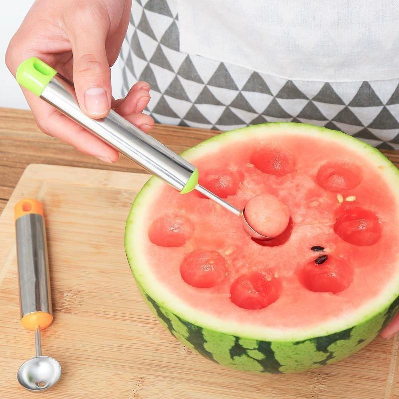 Stainless steel fruit digger cutting watermelon artifact digging ice cream spoon fruit split carved knife watermelon spoon