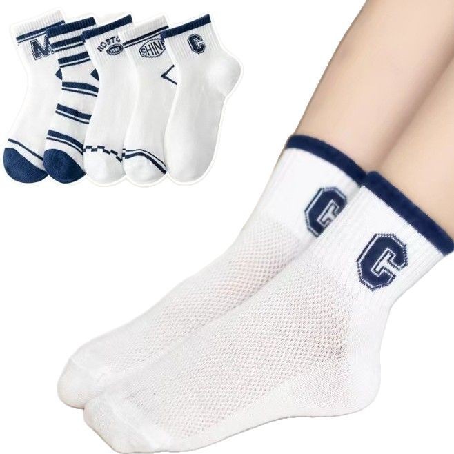 Letter MC [어린이용 메쉬 통기성 양말] 5켤레