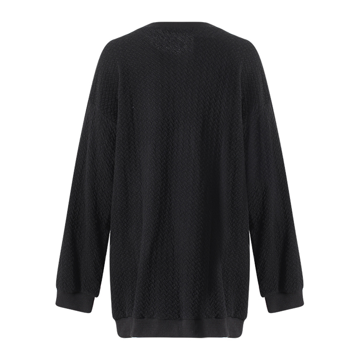 Mid Length Autumn Winter Solid Color Three Dimensional Floral Beaded Loose Outer Wear Sweatshirt