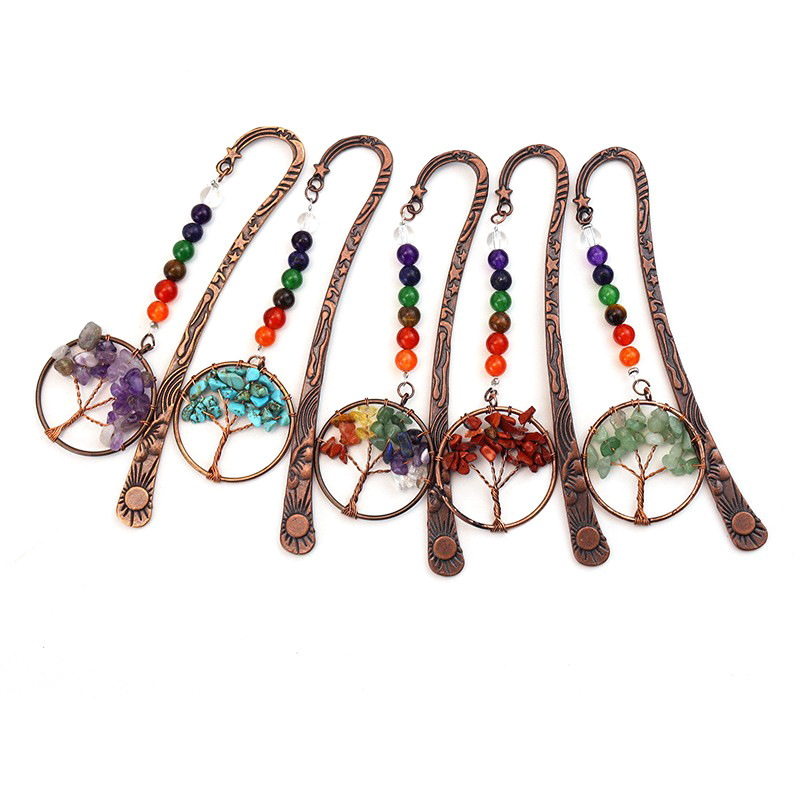 Amazon nuevo hecho a mano colorido cuentas Árbol de la vida fortuna árbol marcador colorido cristal fortuna árbol marcador BM02