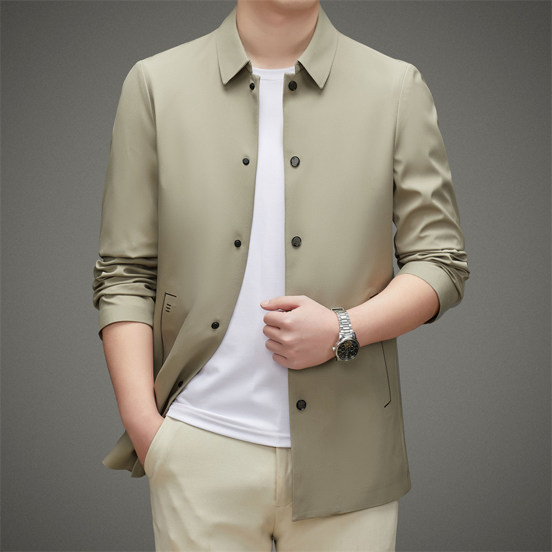 Counter High-End Mulberry Silk Jacket Men's 2025 Spring & Fall New Style Lapel Business Casual Iron-Free Dad Jacket
