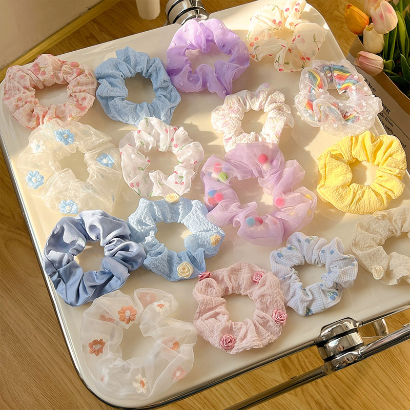 森系碎花大肠发圈女高颜值扎头发橡皮筋ins风丸子头肥肠发绳头绳