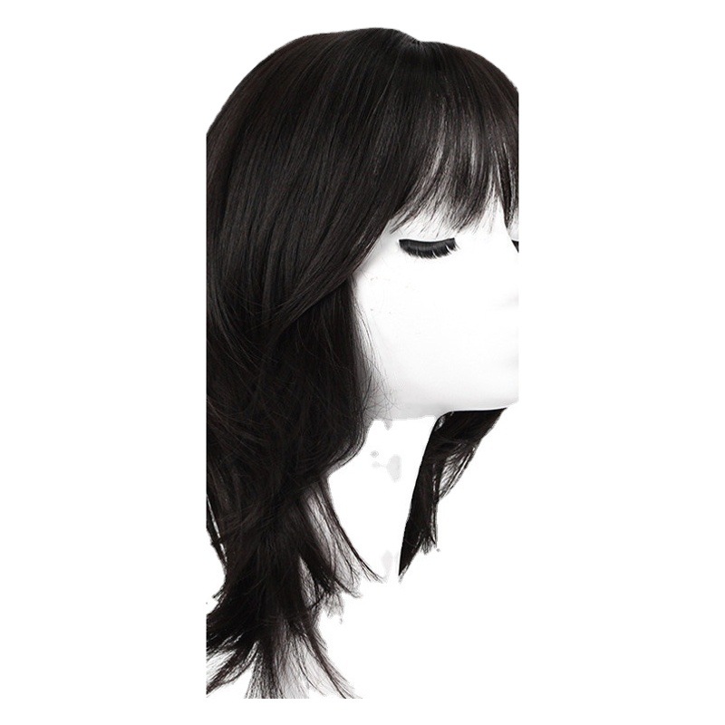 Peluca de mujer de moda europea y americana Pelo Largo hebilla interior cubierta de la cabeza del cabello clavícula comercio electrónico transfronterizo puede ser Qi Peluca de flequillo de aire oblicuo