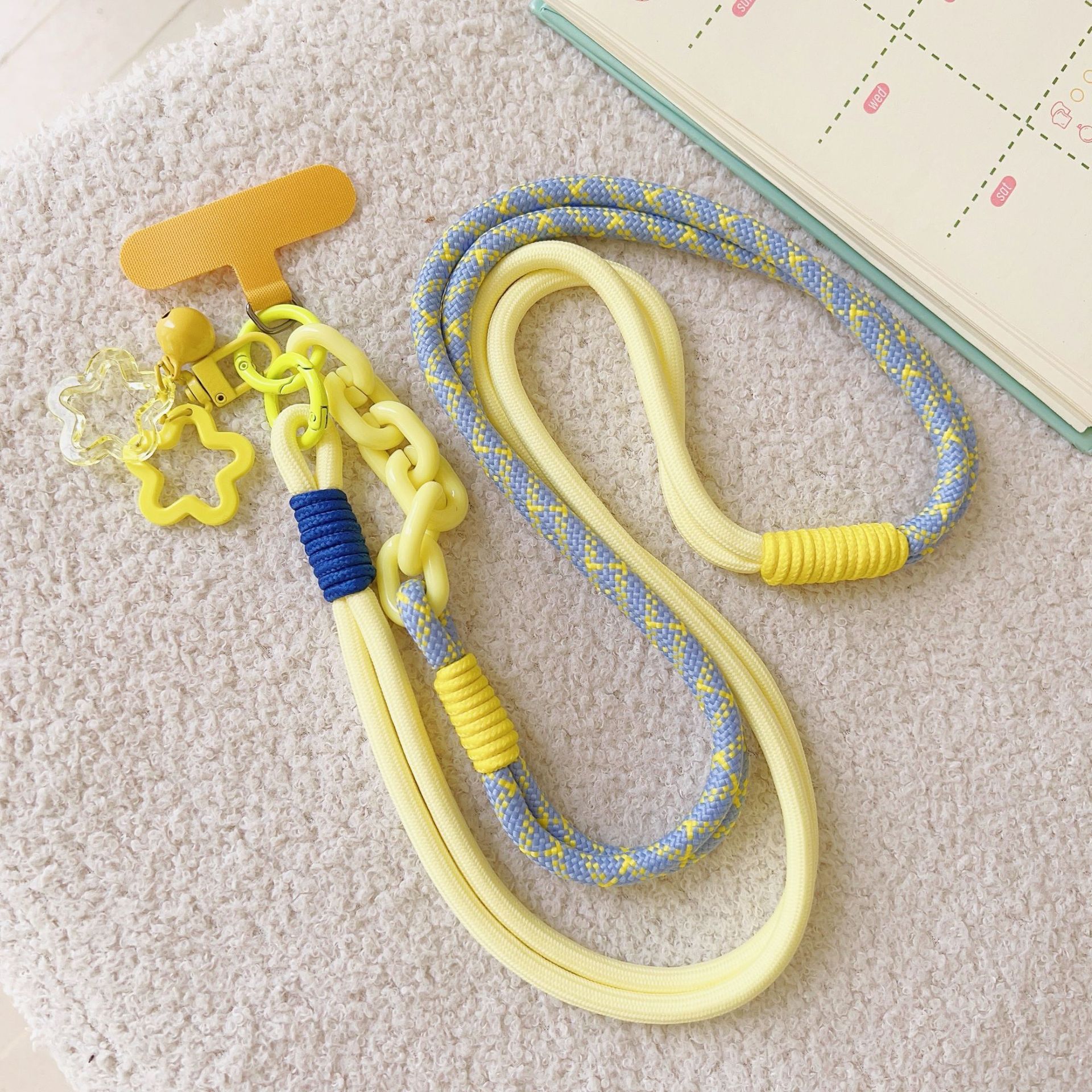 Nailon coreano largo diagonal cordón de costura color ajustable serie miu cadena de teléfono móvil accesorios estrella color viento