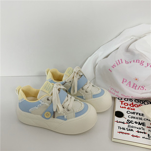 Thick Bottom Low Breathable Sports Sneakers Female Students 2025 Spring New Casual All-match White Shoes Far Wave 1765