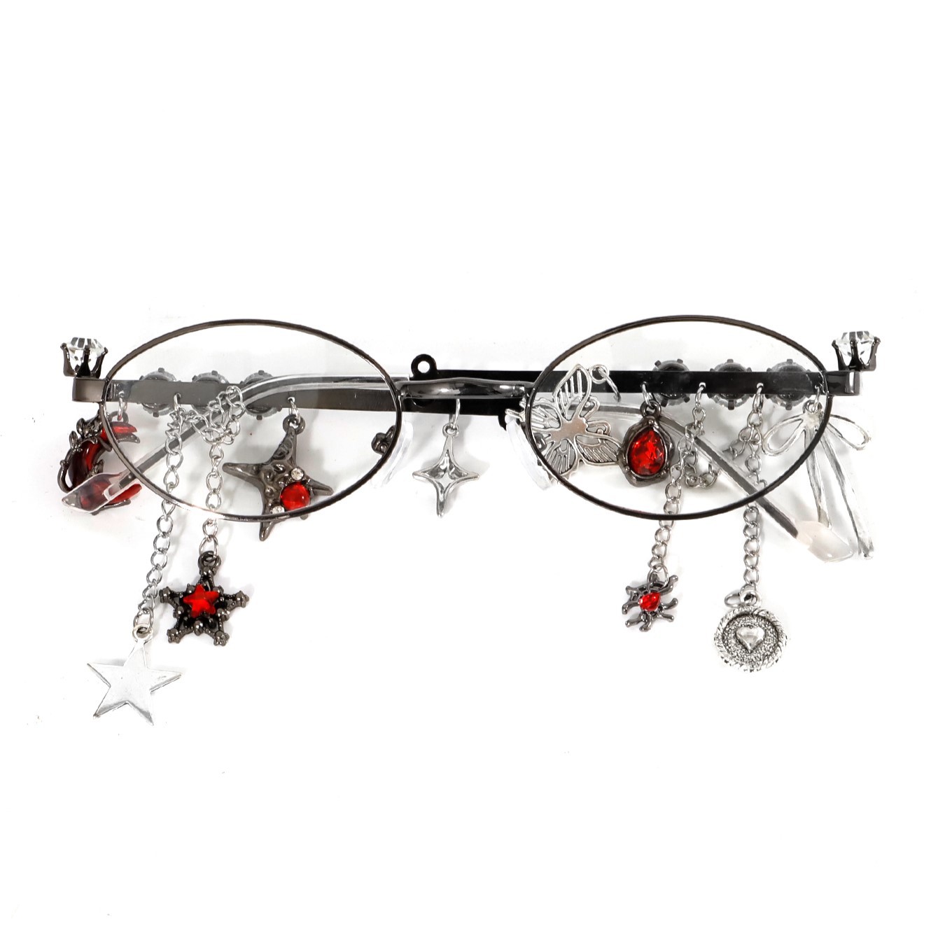 2025 nueva personalidad dulce y cool marco de gafas chica picante pequeña flor de cerezo con estrellas diamantes marco elíptico conjunto de tarjetas japonés