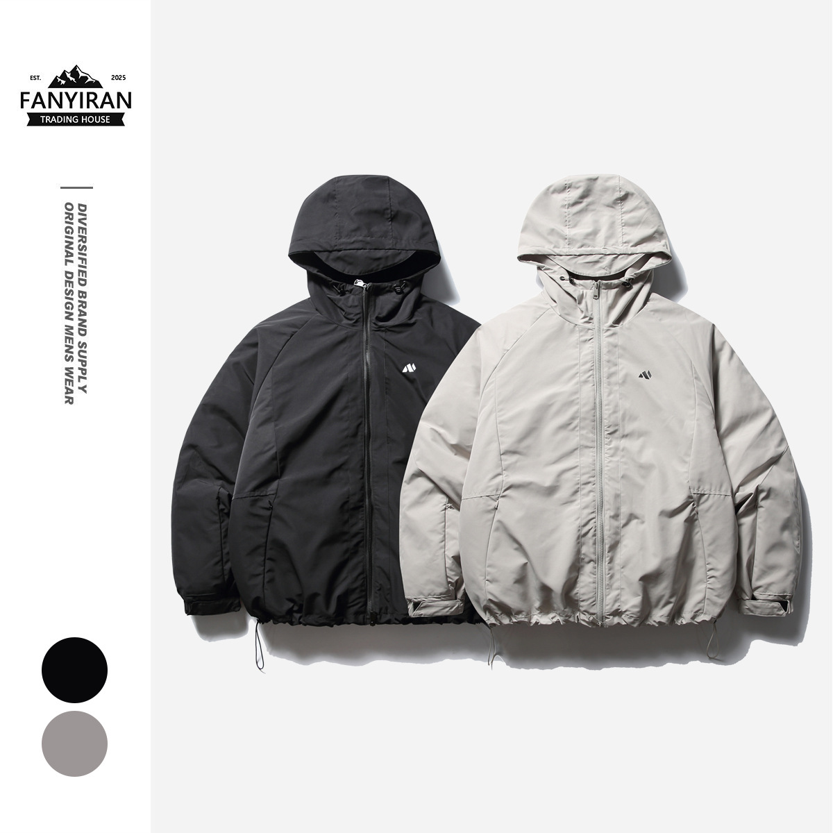 Forn3 Winter New Pure Color Basic Hooded down Jacket Men's Japanese Style Retro Three-In-One down Jacket N630