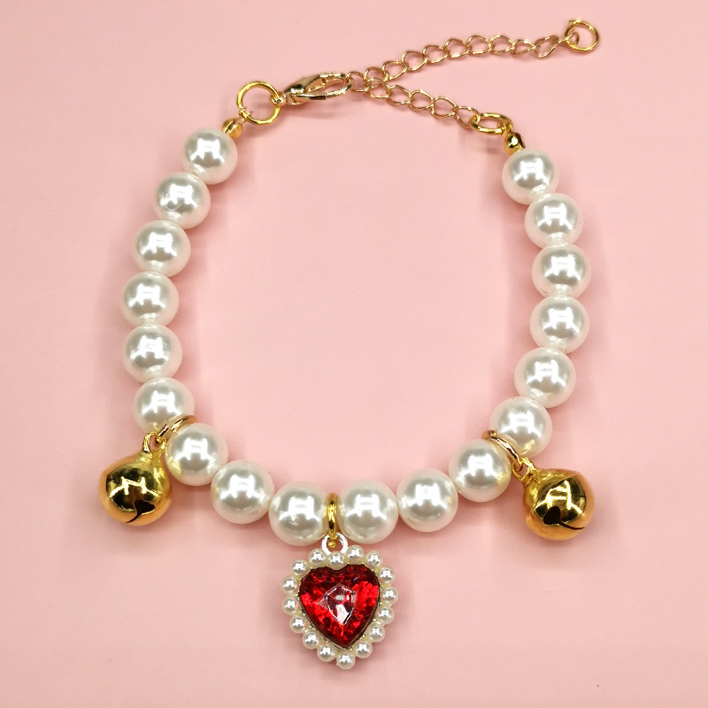 Comercio exterior nuevo collar de mascotas en forma de corazón Cadena de perro gato collar de amor de cristal suministros para mascotas joyería para mascotas al por mayor