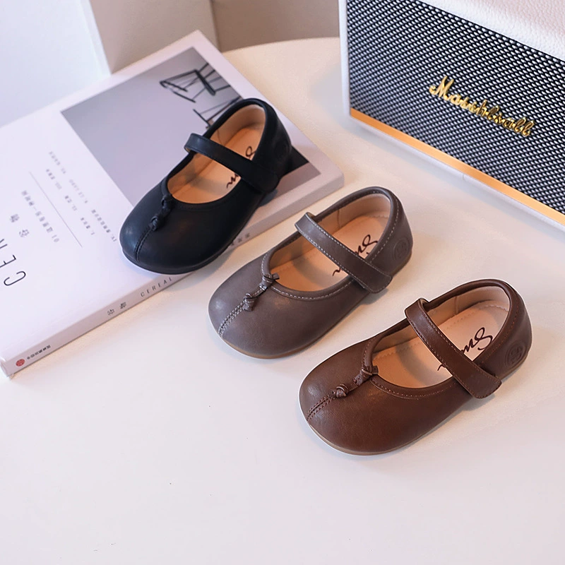Demi-season children's shoes for leather shoes, footwear English style for princess, trend of season, soft sole, British style