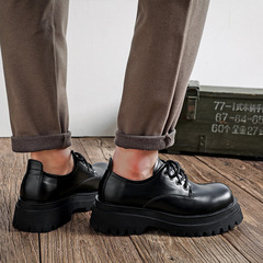 Derby shoes men's summer low-top Martin boots thick-soled black work shoes British casual small leather shoes 59888-K