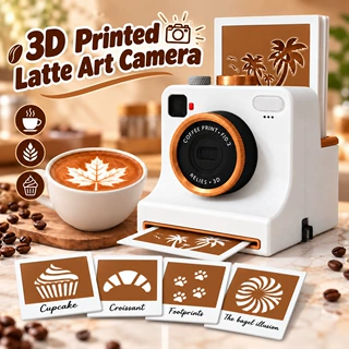 定制跨境3D Printed Latte Art Camera新奇拿铁咖啡拉花艺术相机