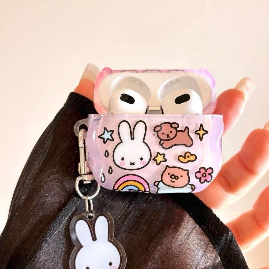 Cute flores Miffy conejo para airpodspro1 generación 2 generación 3 generación 4 generación Apple Bluetooth auriculares cubierta protectora