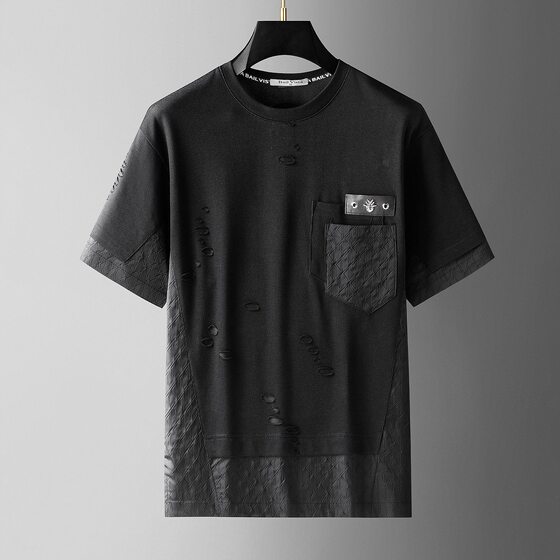 European short-sleeved T-shirt two-piece casual suit men's fashion brand summer ruffian handsome 2025 sports shorts a set of matching