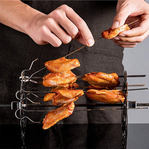 Stainless steel 304 rotating skewer oven accessories air fryer oven accessories barbecue skewers 8 needles