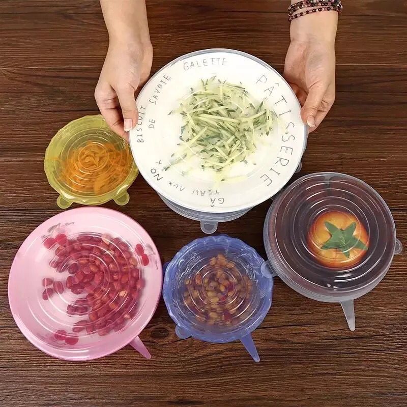 Venta caliente transfronteriza utensilios de cocina cubierta de conservación fresca juego de seis piezas cubierta sellada de silicona cubierta antidesbordamiento envoltura de plástico redonda fábrica al por mayor