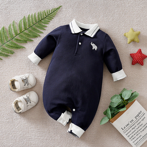 Newborn baby suit for baptism, stylish and handsome one-piece outfit for 100-day-old and one-year-old crawling suit.