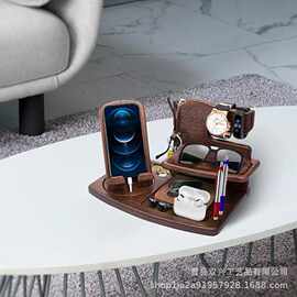 跨境木质桌面手表收纳架抽屉木质杂物置物架桌面木质旋转充电支架