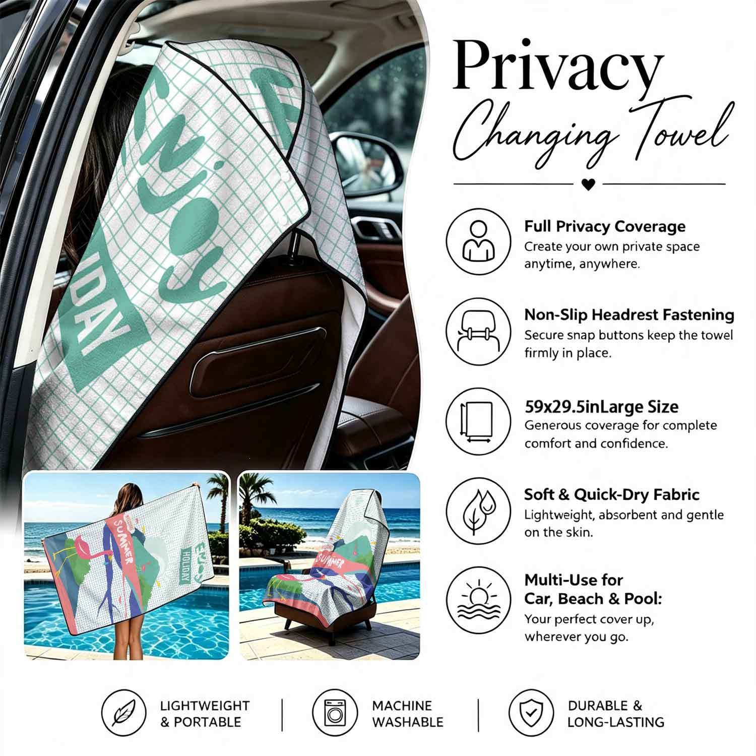 Summer bath towel and car seat cover 2-in-1, ultra-fine fiber outdoor beach and car dual-use universal seat cushion