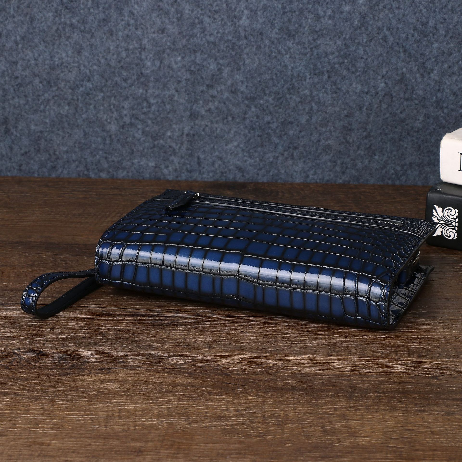 Túi clutch nam da vân cá sấu cầm tay tài liệu dung tích lớn đa năng chi tiết 5