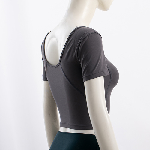 Align tee yoga short-sleeve sporty tight nude feeling T-shirt sexy slimming quick-drying fitness beauty back top thin model