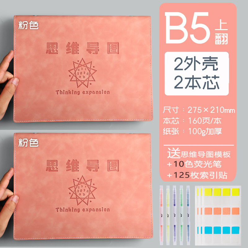 Mapa de la mente cuaderno a4B5 cuaderno de hojas sueltas desmontable estudiante simple examen de ingreso de posgrado Aprendizaje de cuero suave en stock al por mayor