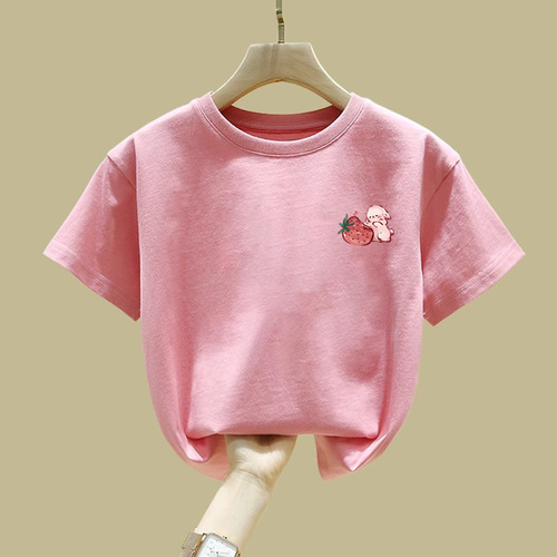 2122# Girls' Summer Wear 2025 Korean Version Loose and Fashionable Short-sleeved T-shirt for Children 
