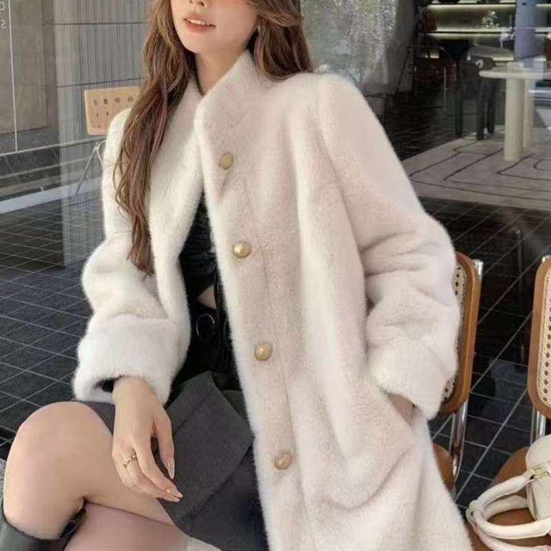 2025 autumn and winter fur all-in-one long imitation mink fur coat…
