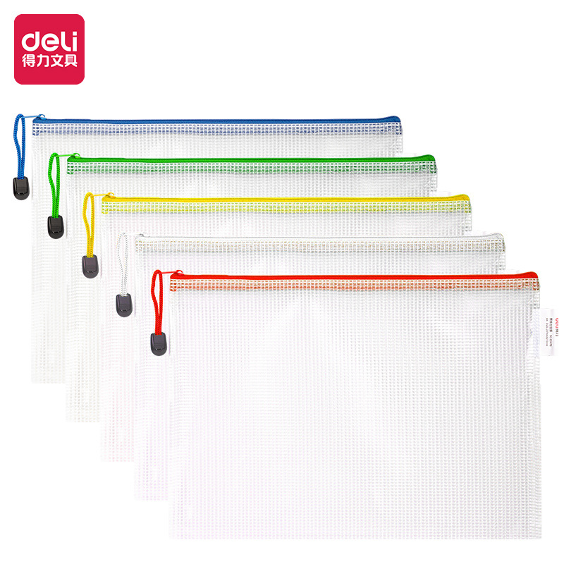 DeLi63479 - A4 bolsas de malla con cremallera transparente de PVC papel de examen de estudiantes bolsa de archivos de oficina