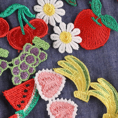 電腦繡花卡通水果蝴蝶彩色花瓣手賬DIY花邊輔料水溶刺繡織帶布貼