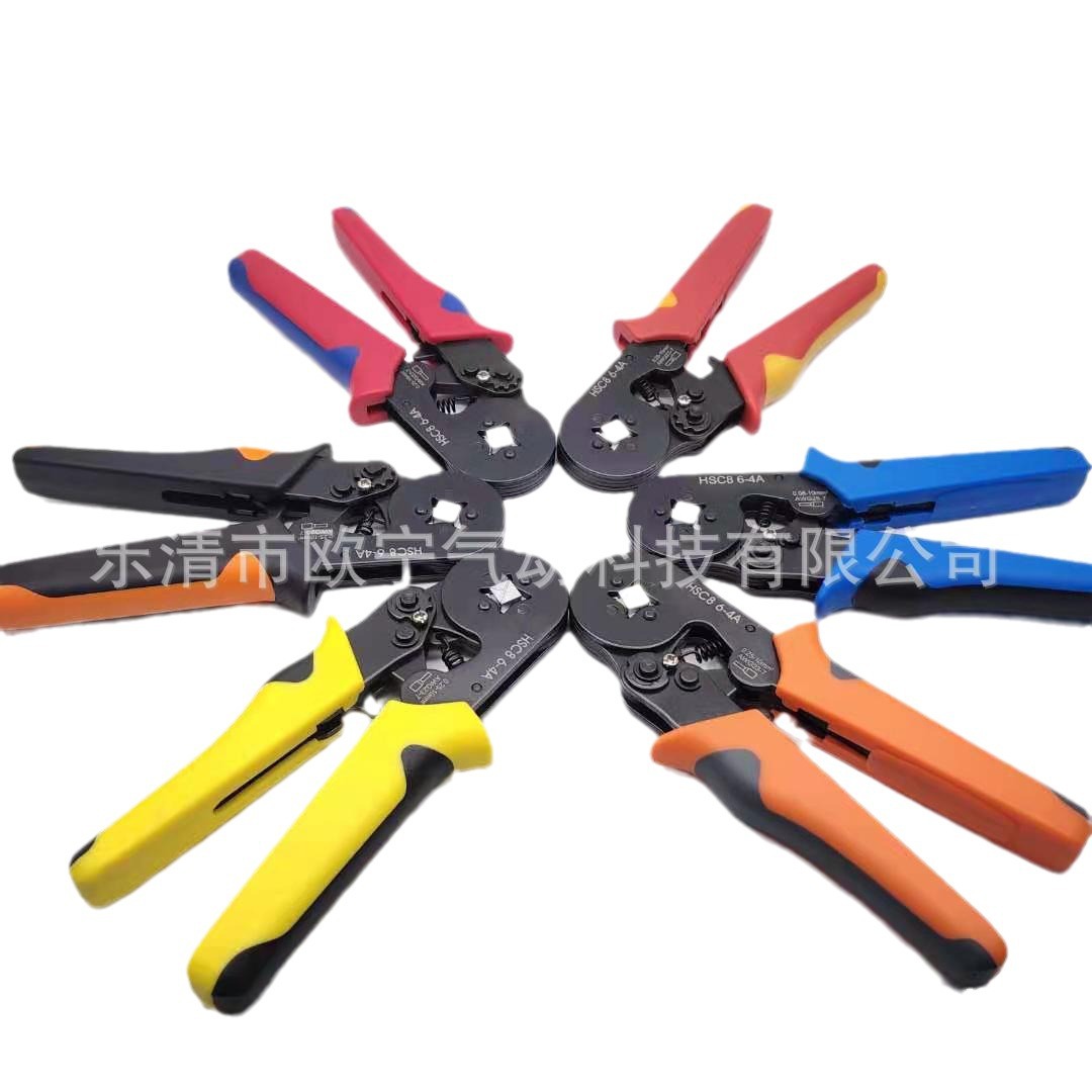Cross-border dedicado HSC8 6-4A alicates que prensan de cuatro lados de estilo europeo de tipo tubo pre-aislado terminal alicates que prensan patente de la UE