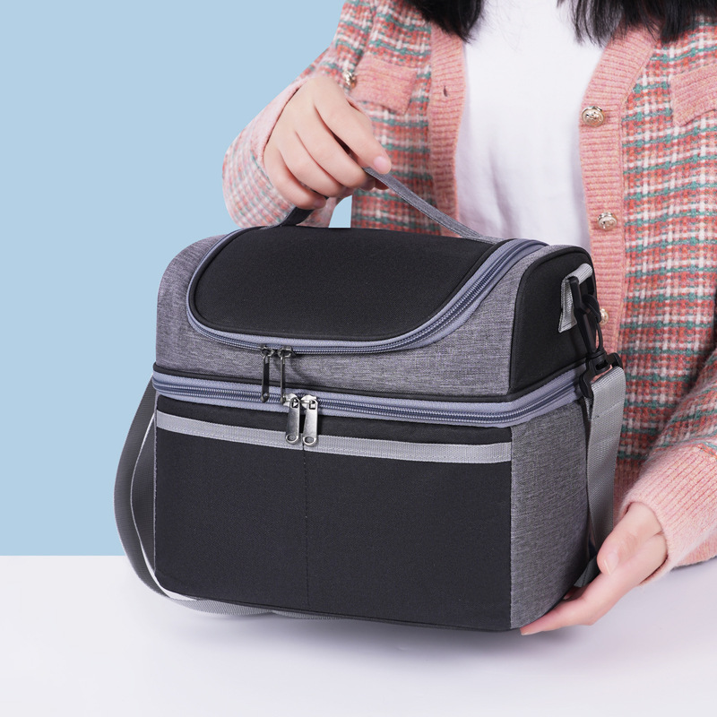 Bolsa de almuerzo de doble capa transfronteriza, bolsas de almuerzo de doble capa, bolsas de aislamiento de picnic, bolsas de helado, bolsas de almuerzo de gran capacidad, bolsas de preservación