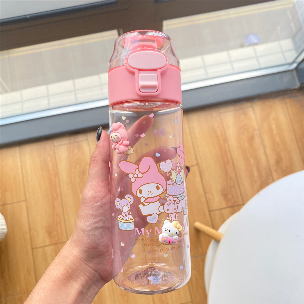 Sanrio taza de agua niñas estudiante de alta apariencia taza de plástico tritan alta temperatura resistente verano lindo niños taza de agua
