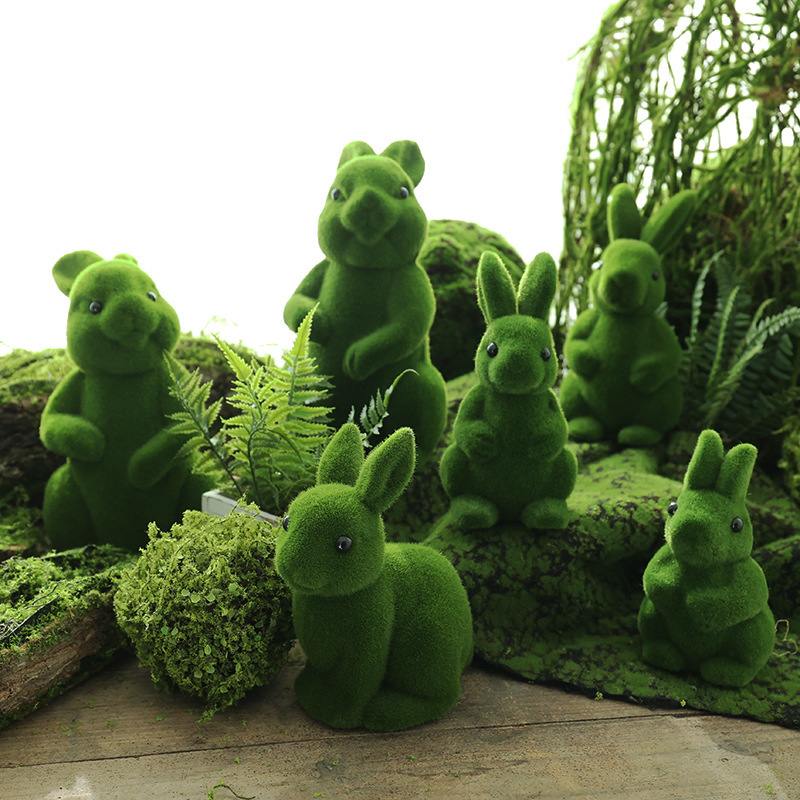 Simulation of moss Mori moss small animal rabbit wedding kindergarten store window scene layout gardening decoration