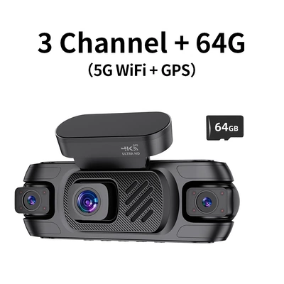 Driving recorder Four-Recording Dash Cam with Built-In - equipped-with-cigarette-lighter-does-not-support-24-hour-parking-monitoring-three-recordings-wifi-gps-64g-card