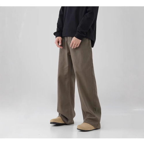 New 2024 Fall American Maillard Retro Basic Men's Straight Leg Loose Brown Casual Pants