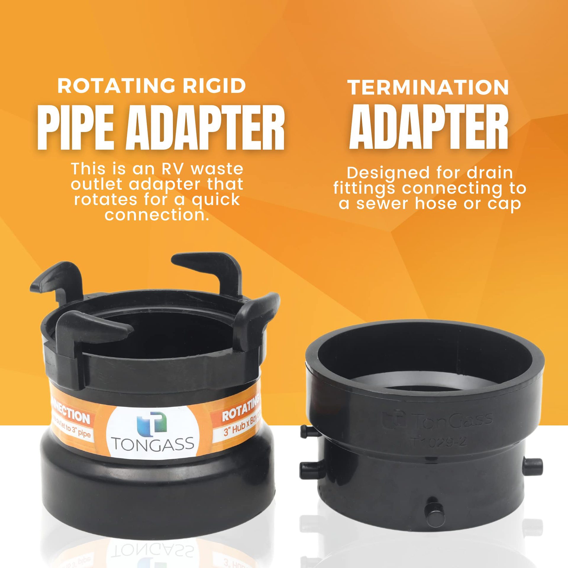 RV sewer hose connector adapter, ABS plastic terminal adapter, 3 inches 7.6cm