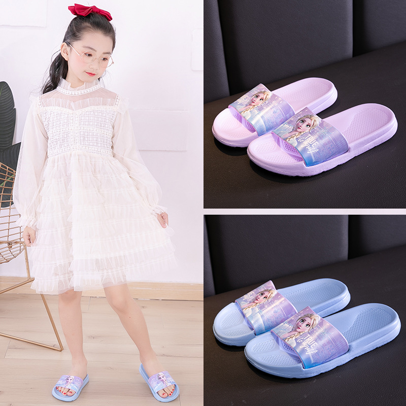 迪士尼儿童拖鞋夏季冰雪奇缘小童中童拖亲子拖公主居家可爱凉拖鞋